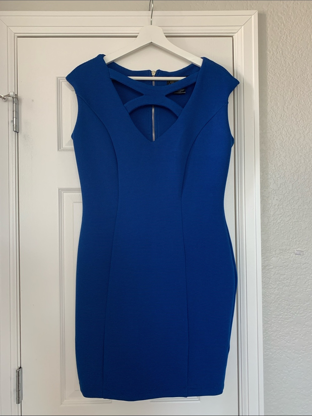 Kardashian Kollection Cobalt Blue V‑Neck Sheath Dress